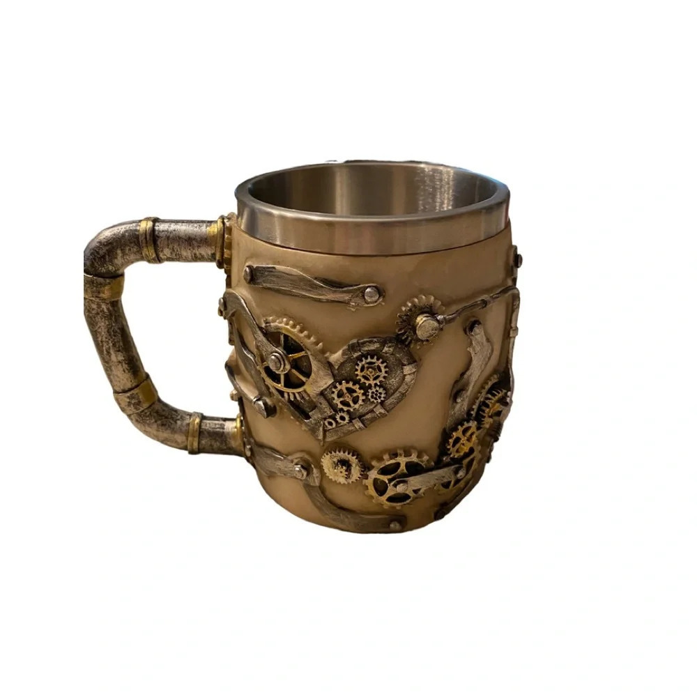 Steampunk Skull Coffee Stainless Steel Interior Mug - Picture 3 of 5
